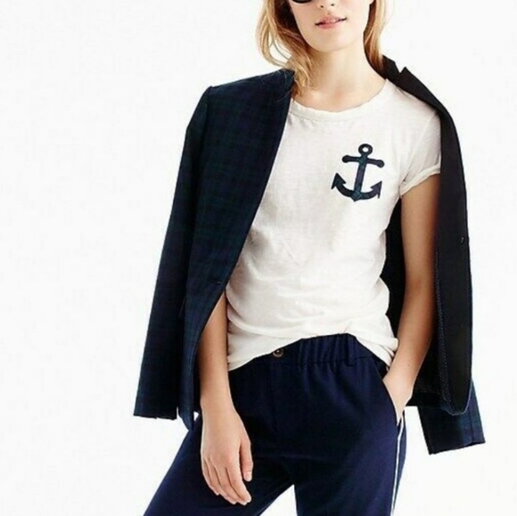 J. Crew Tops - J. Crew White And Plaid Anchor Tissue T-shirt
